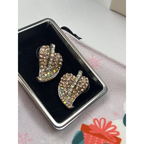 Aldo Rhinestone Heart Earrings Snowman Brooch Pink Bead Drop Earrings & Snowman - Picture 2 of 5